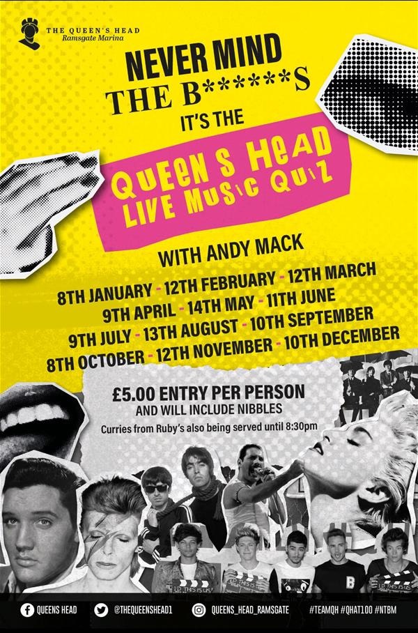 poster for queens head live music quiz